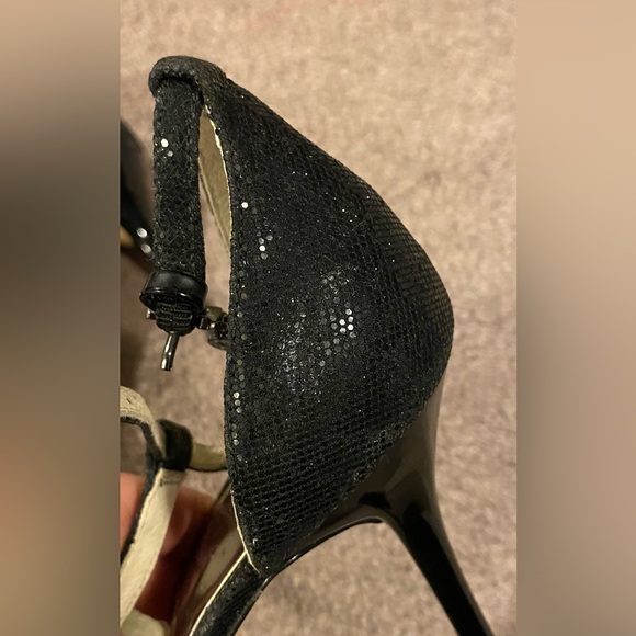 Michael Kors Diana T-Strap Black Glitter Sandals size 8 - Picture 6 of 7